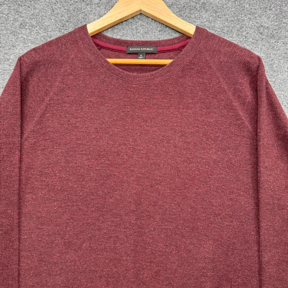 Banana Republic Sweatshirt Mens XL Burgundy Long Sleeve Waffle Fleece Fleece